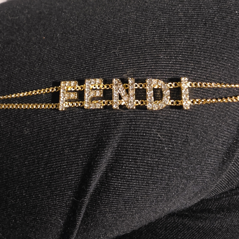 USED...Fendi Gold Bracelet with Crystal Accents